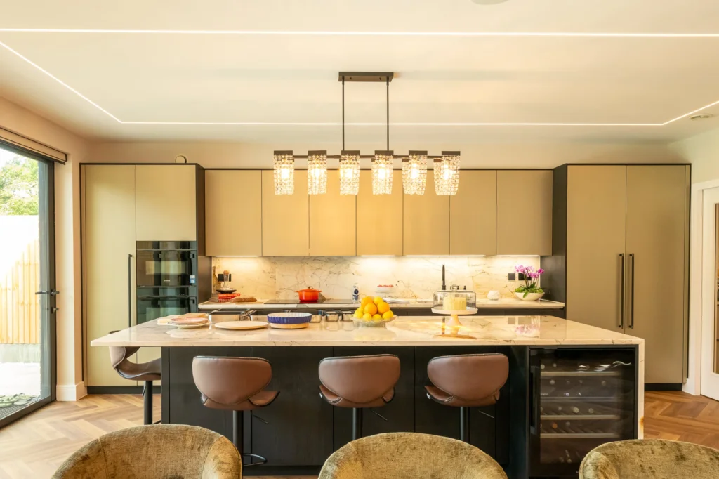 Frameless German kitchen cabinet detail