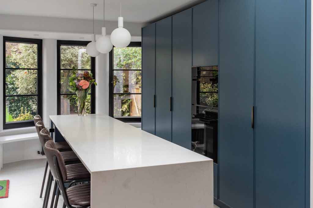 Deep Blue Kitchen | PGK • Gemma Roofing