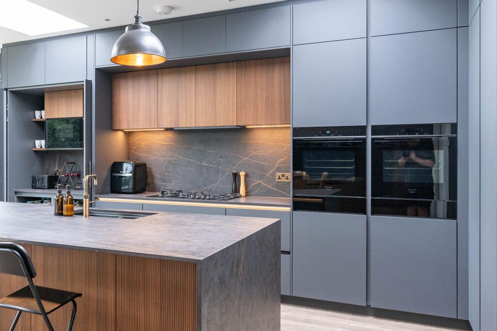 PGK • Premium German Kitchens • Signature Collection • Contemporary - Anthracite & Fluted Walnut