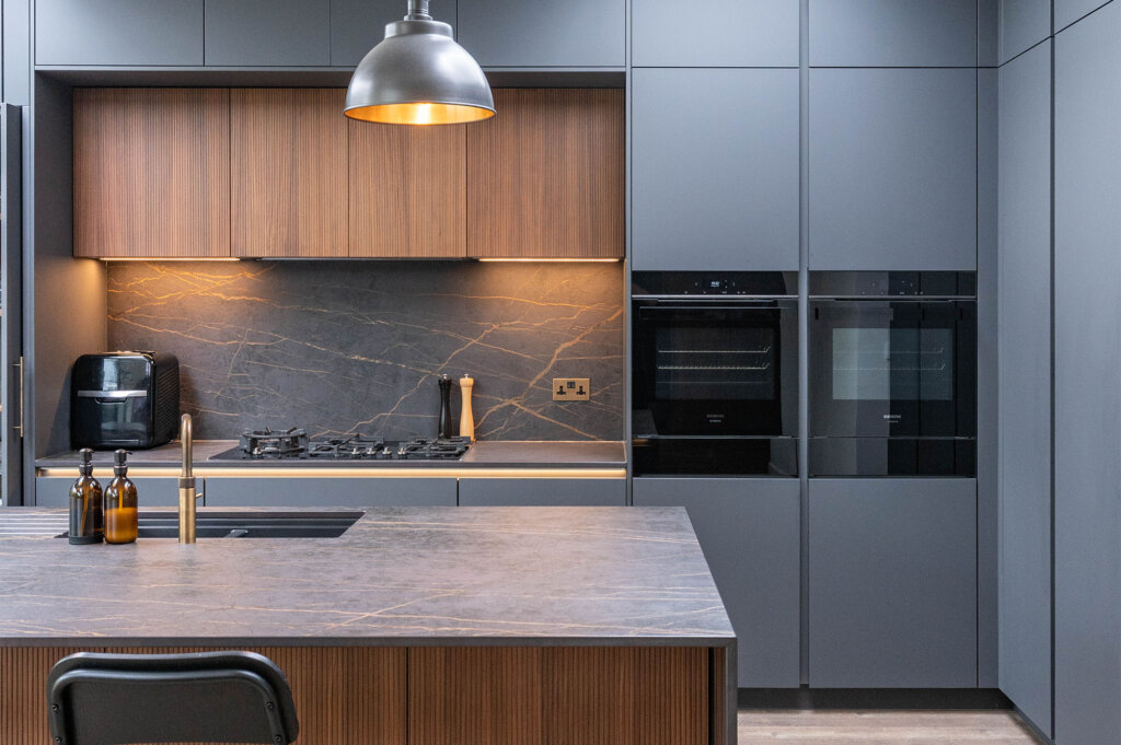 PGK • Premium German Kitchens • Signature Collection • Contemporary - Anthracite & Fluted Walnut