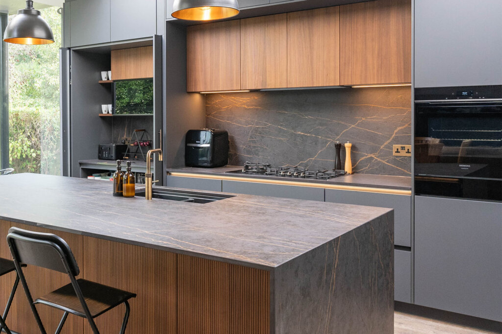 PGK • Premium German Kitchens • Signature Collection • Contemporary - Anthracite & Fluted Walnut