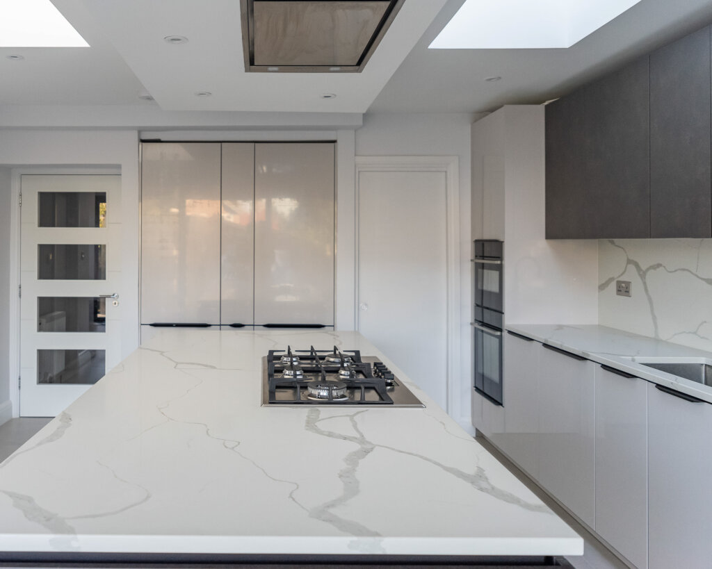 Satin grey & Concrete terra gre - PGK • Premium German Kitchens