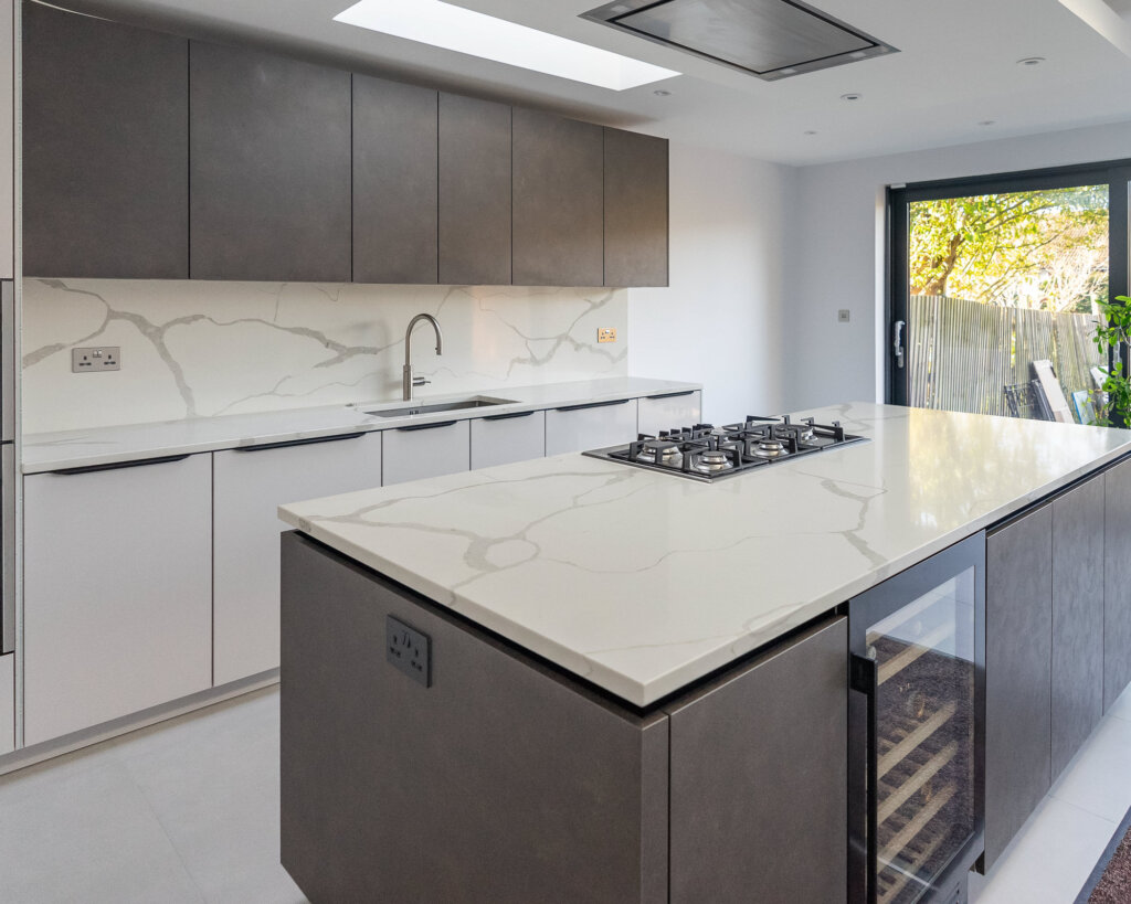 Satin grey & Concrete terra gre - PGK • Premium German Kitchens