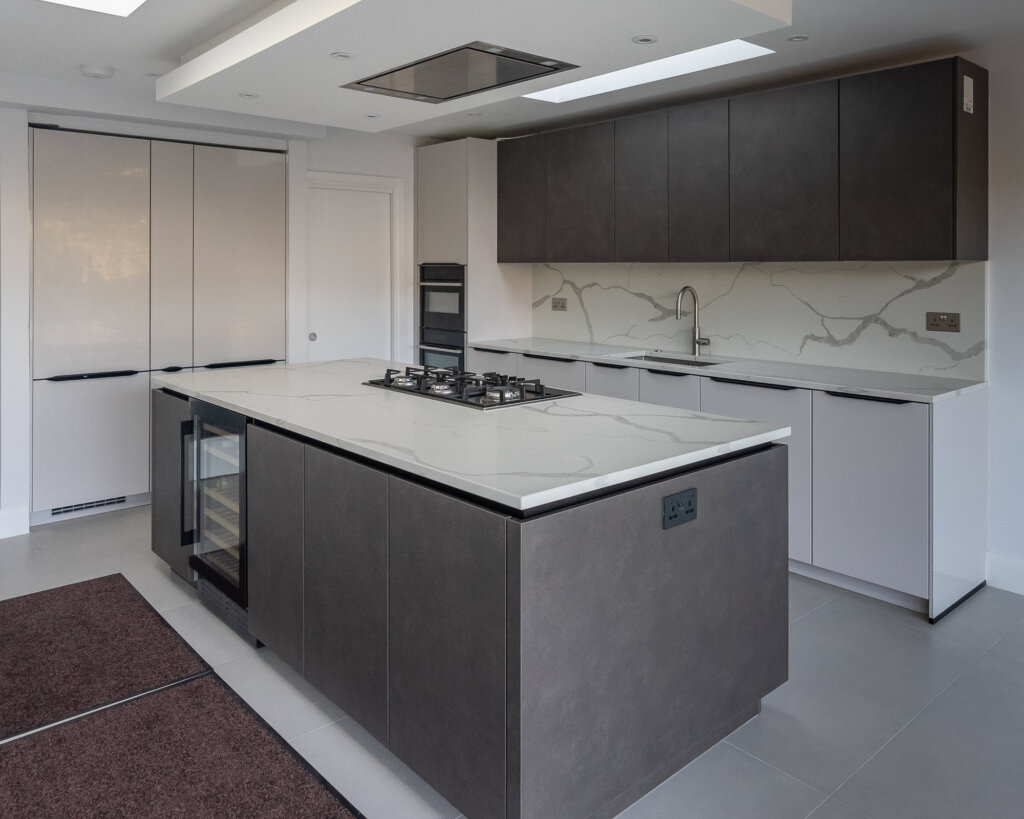 Satin grey & Concrete terra gre - PGK • Premium German Kitchens