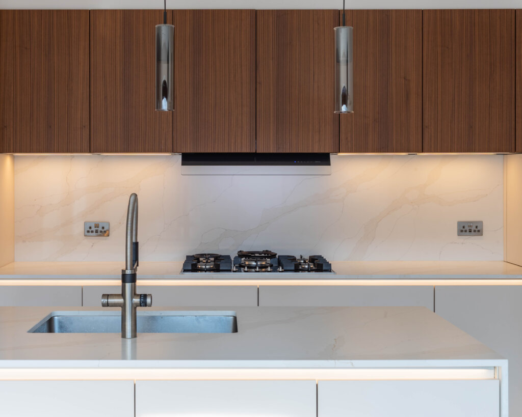 PGK Cashmere Matt & Fluted Walnut Focus Contemporary Kitchen