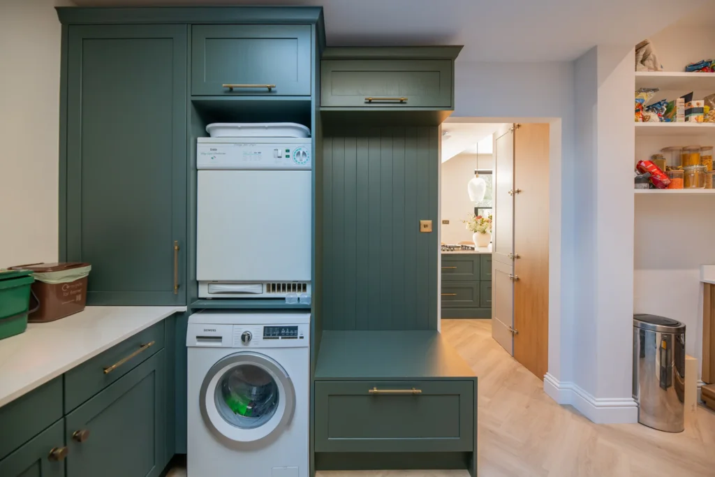 Artisan oak veneer kitchen with concealed walk-in larder and coffee station